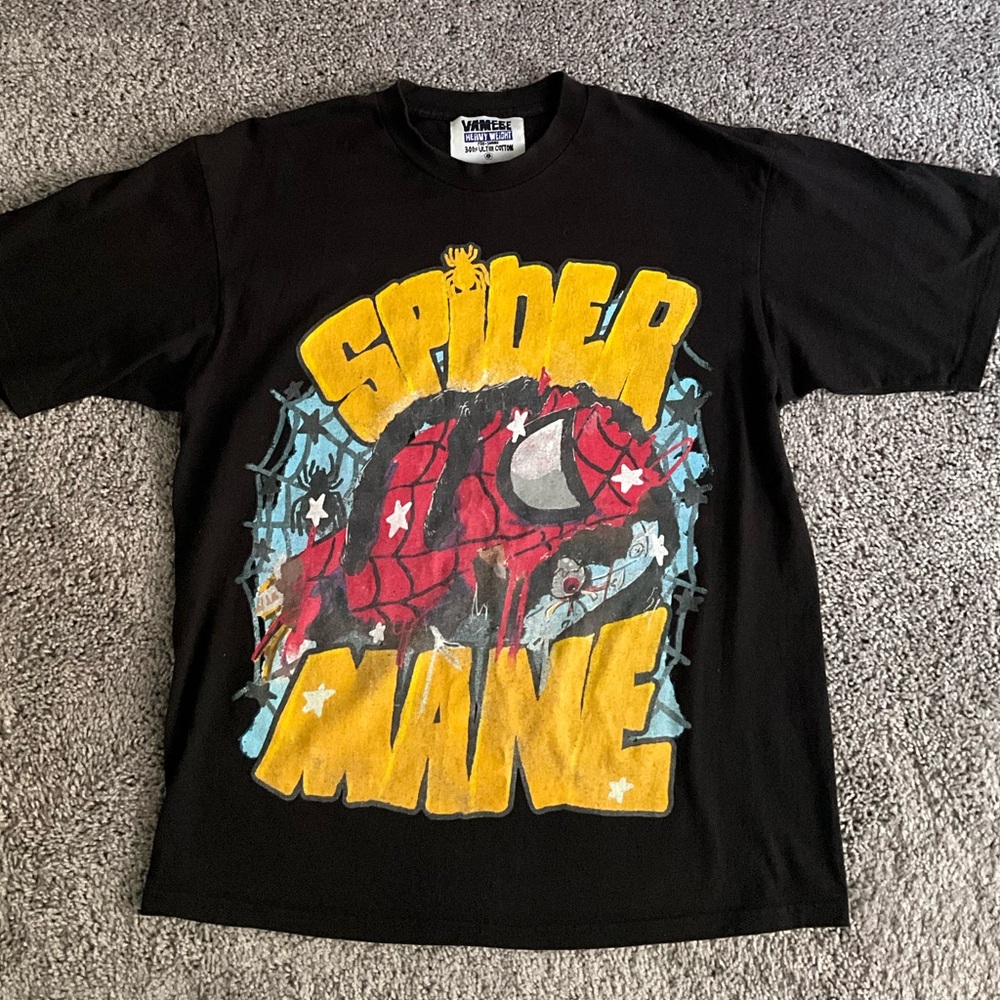 Vxmee Spider-Maneee Men’s T-Shirt - Black and Yellow